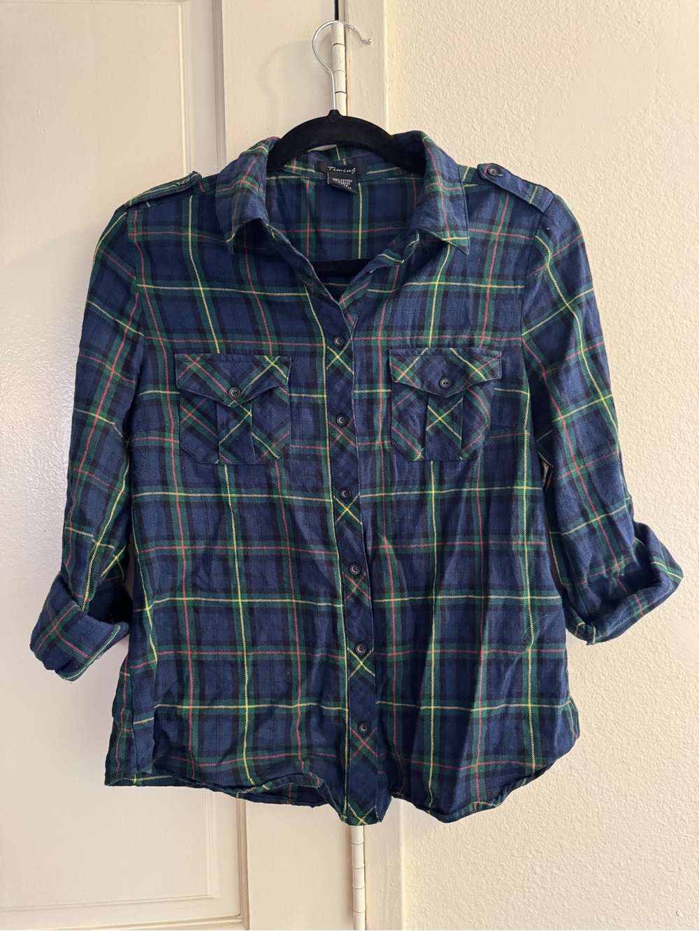 Timing Blue & Green Plaid Button-Down Shirt